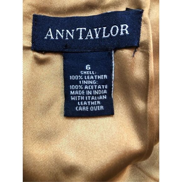 Ann Taylor Tan Geunine Suede Leather Eyelet Knee Skirt Fully Lined Size 6 - Picture 11 of 12